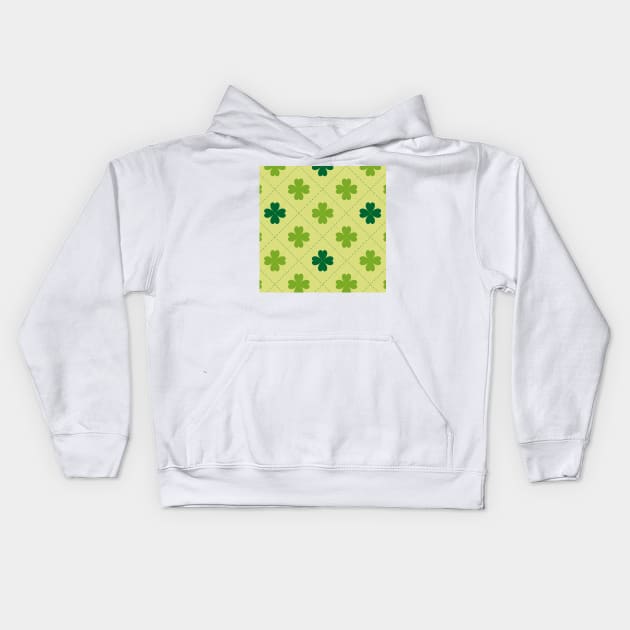 Vintage Four-leaf clover St. Patrick's Day Patterns Kids Hoodie by DonVector